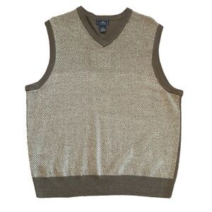Dockers‎ Golf Sweater Vest Extra Soft Brown Cream Knit Sleeveless NWT Size L